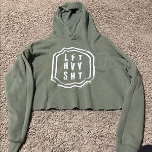 Olive Green Cropped Hoodie